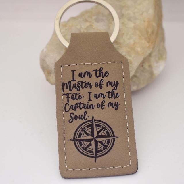 I am the master of my fate I am the captain of my soul leather keychain.jpg